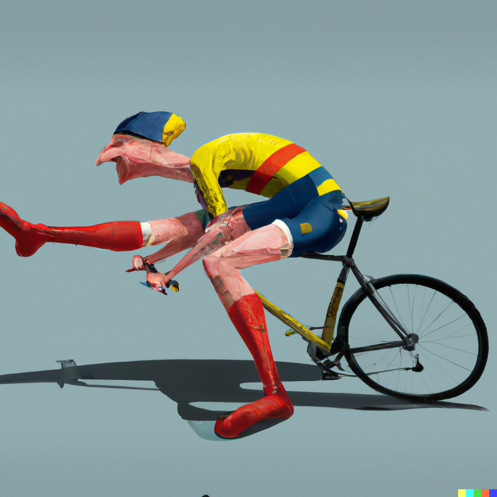 imagem criada pelo dall-e, software de inteligência artificial, com o intuito de ilustrar a história de josé, um ciclista que nunca desistiu